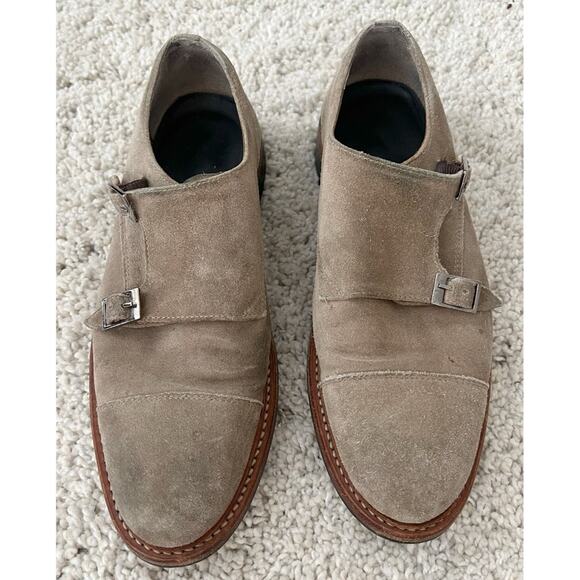 Hardy Amies Brown Suede Double Buckle Loafer Shoes Size 9 - Picture 1 of 10